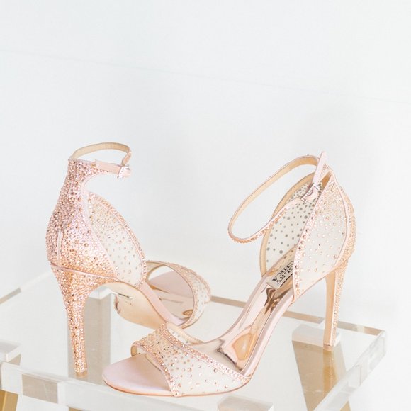 Badgley Mischka Shoes - Badgley Mischka Rare Shiraz Blush Satin 7.5 Dress Sandal Stiletto Heels